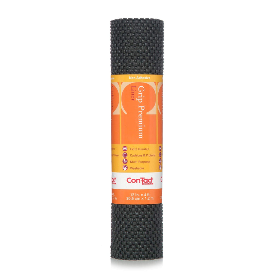 Grip Con-Tact Brand Premium Shelf Liner, Thick and Non-Adhesive Drawer Liner, Multi-Purpose and Easy to Use, 12" x 4', Black, Pack of 1