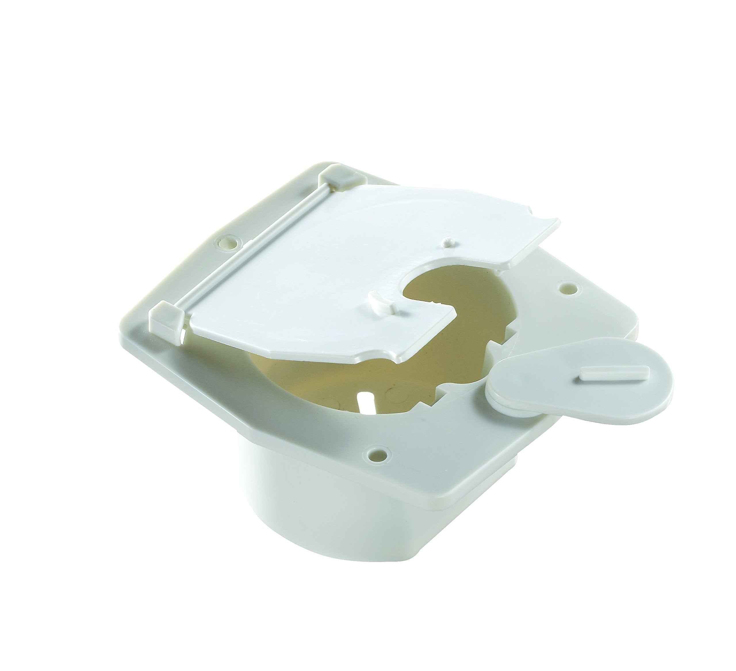 Round RV Designer B140, Electrical Cable Hatch, Basic, Flat Sided, 4.2 inch Diameter, Polar White