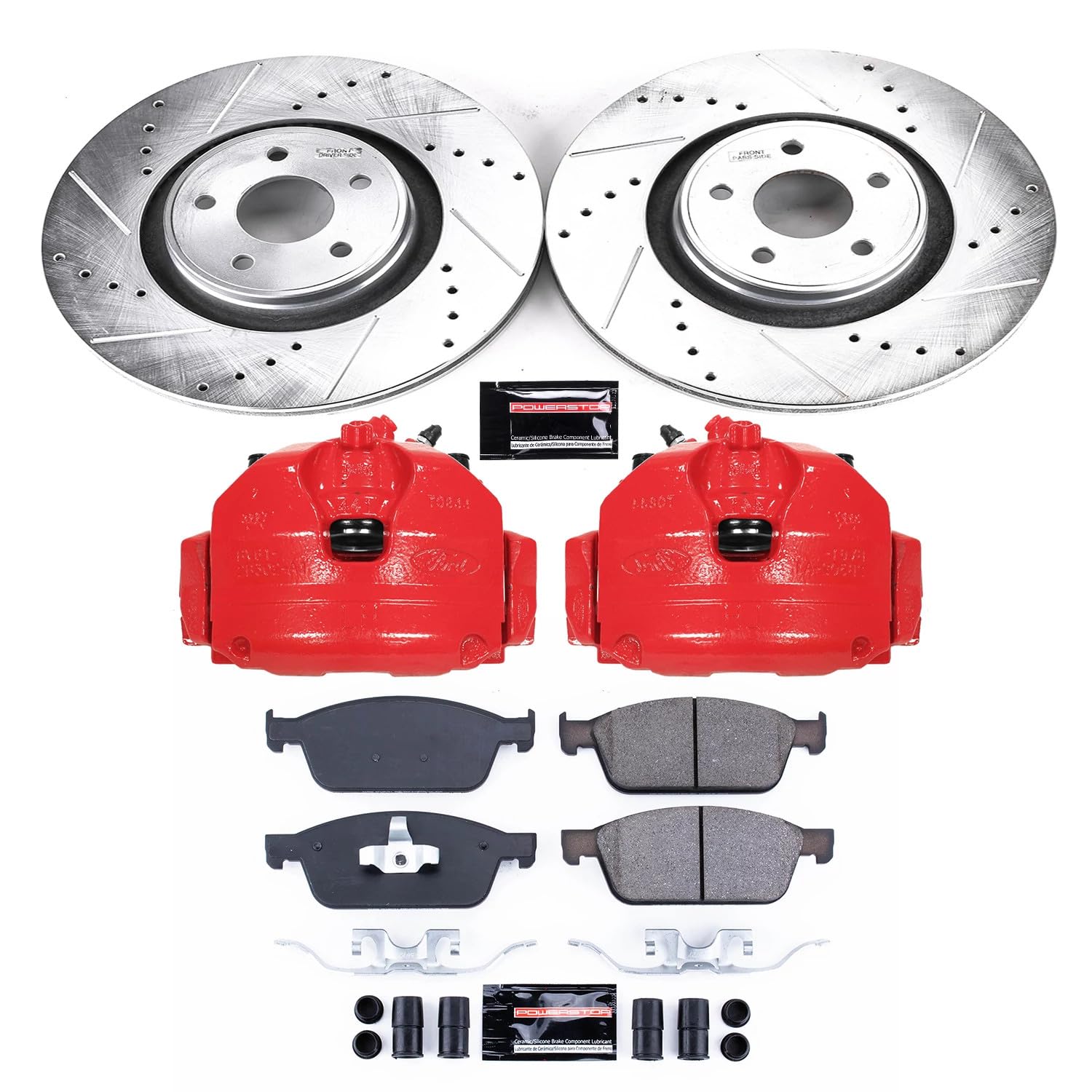 Power Stop Z23 Evolution Front Brake Caliper Kit KC7146- Brake Rotors, Carbon-Fiber Ceramic Brake Pads, Brake Calipers
