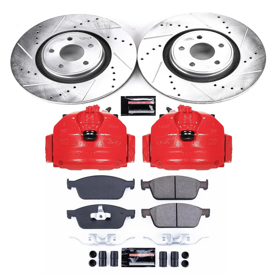 Power Stop Z23 Evolution Front Brake Caliper Kit KC7146- Brake Rotors, Carbon-Fiber Ceramic Brake Pads, Brake Calipers