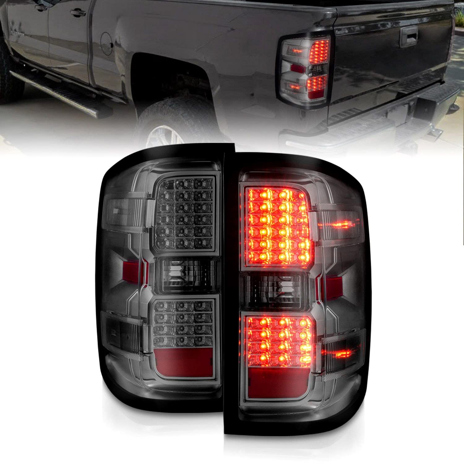 15-19 Chevy Silverado 2500HD/3500HD ANZO USA Aridex LED Tail Lights Smoke w/Clear Lens (311424)