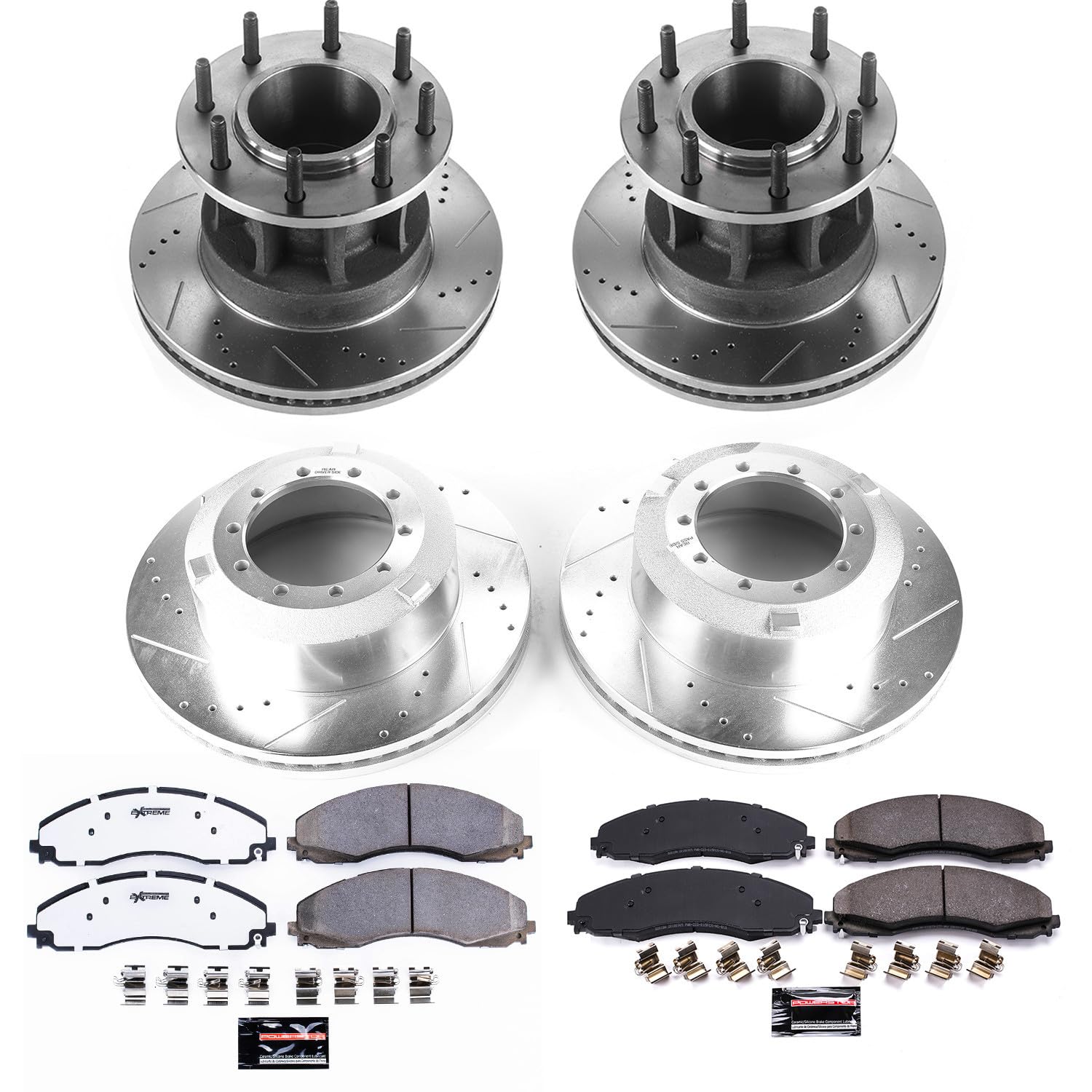 Power Stop K7421-36 Z36 Front and Rear Truck & Tow Brake Kit, Carbon Fiber Ceramic Brake Pads and Drilled/Slotted Brake Rotors