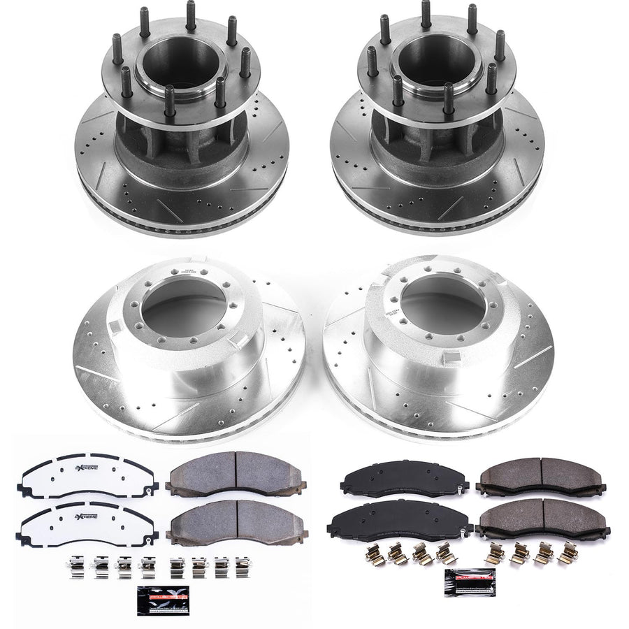 Power Stop K7421-36 Z36 Front and Rear Truck & Tow Brake Kit, Carbon Fiber Ceramic Brake Pads and Drilled/Slotted Brake Rotors