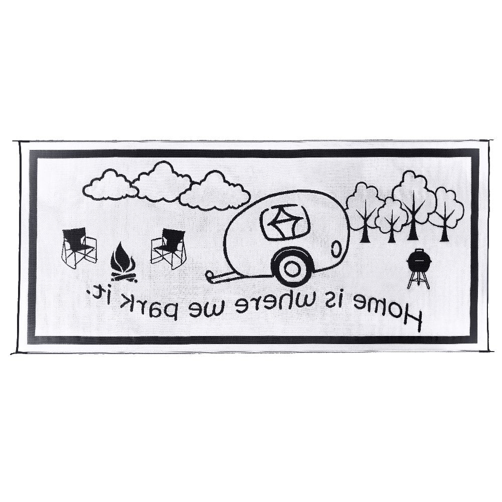 Camping Stylish RH8181 Black/White 8-Feet x 18-Feet RV Home Mat