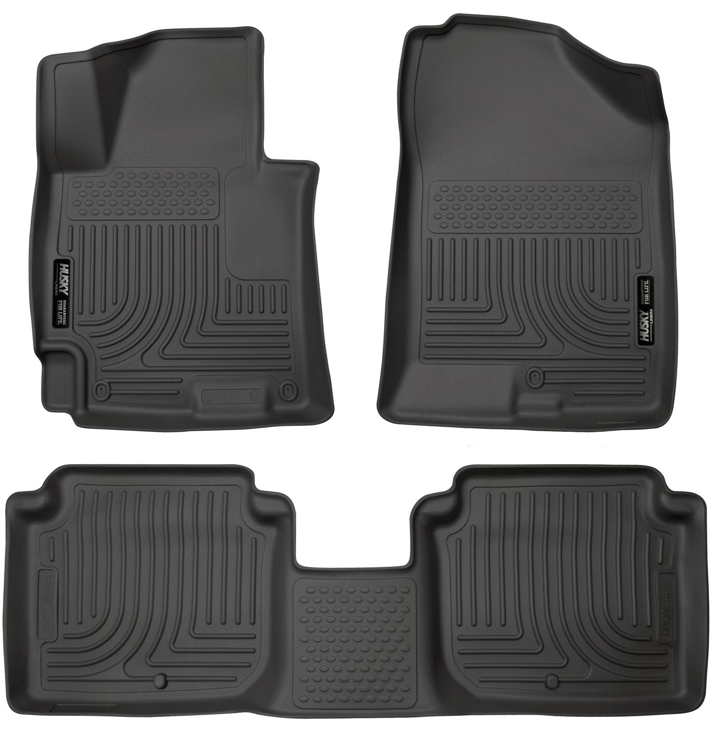 Weatherbeater Husky Liners Floor Mats | Fits 2014-2016 Hyundai Elantra Sedan | Front & 2nd Row, 3-pc Black - 98941