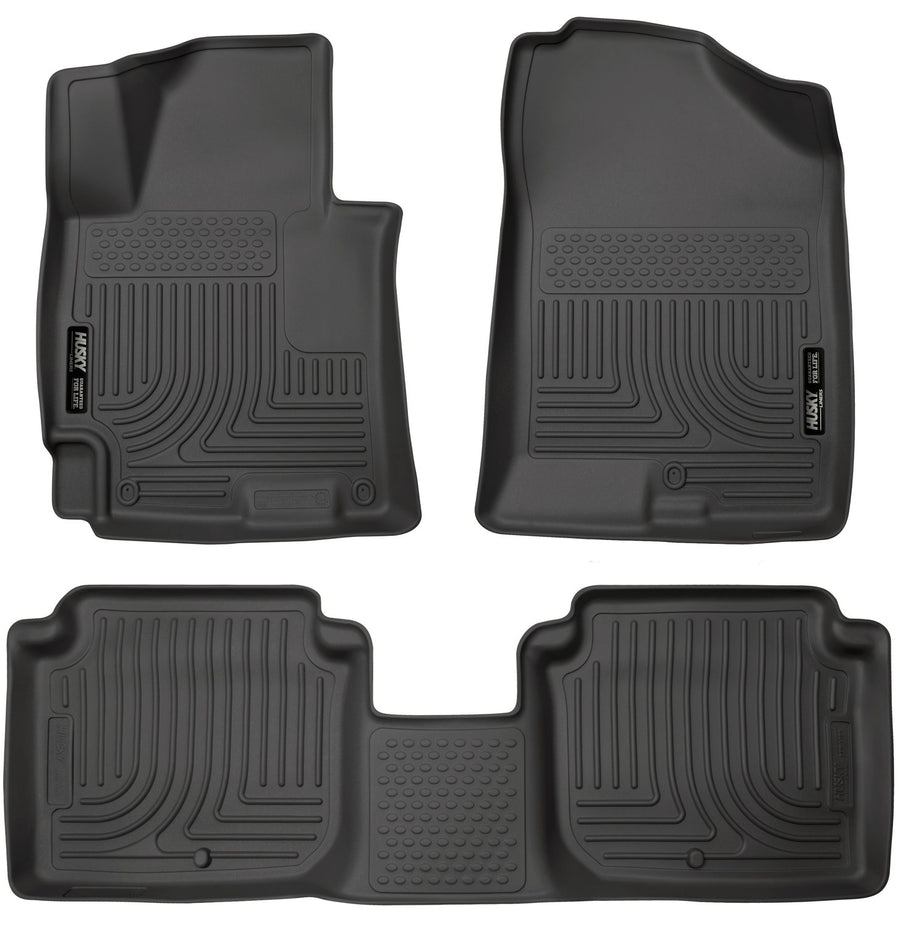 Weatherbeater Husky Liners Floor Mats | Fits 2014-2016 Hyundai Elantra Sedan | Front & 2nd Row, 3-pc Black - 98941