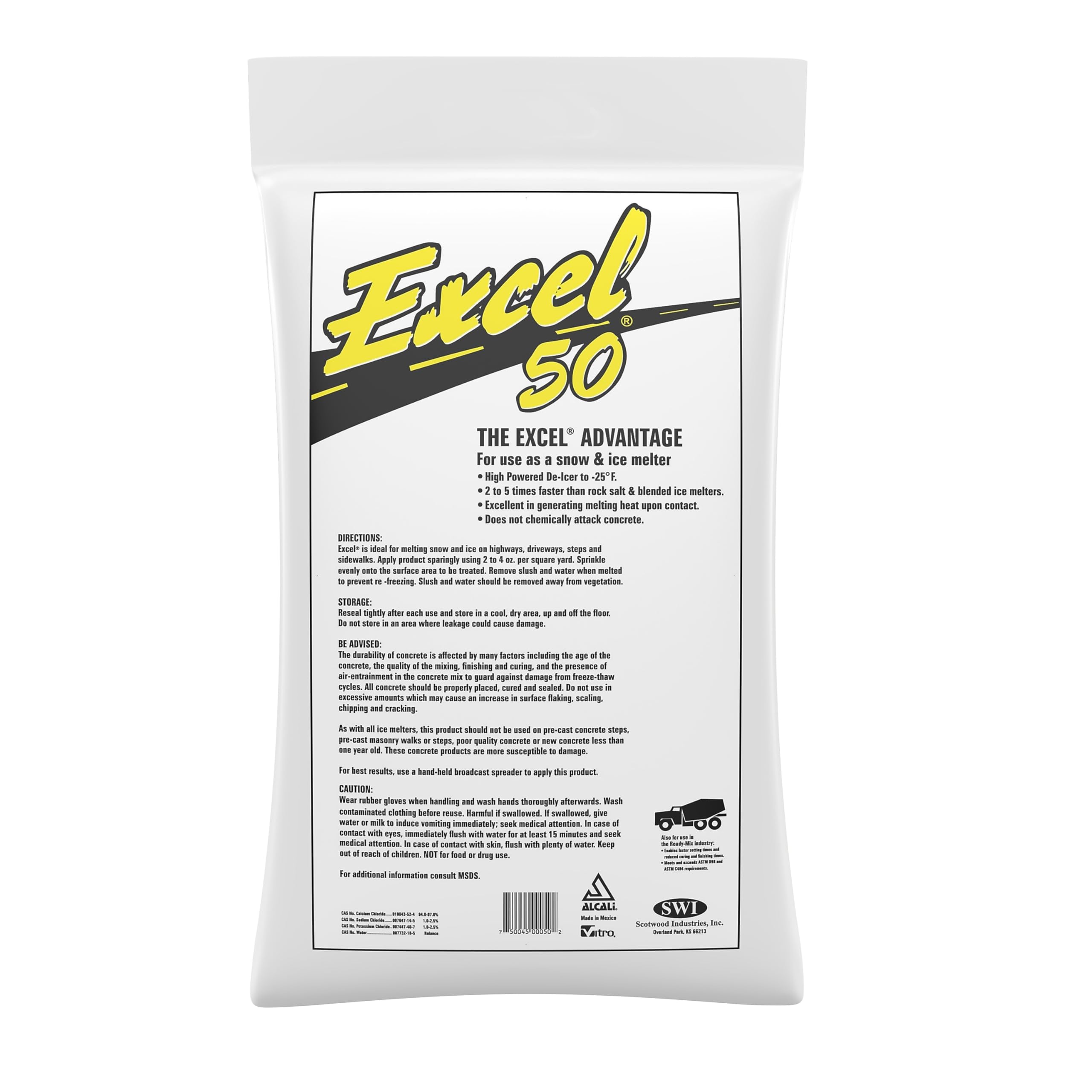 Calcium Chloride Excel Pellets, Melts to -25 (50BWTR/EXL/Heat)