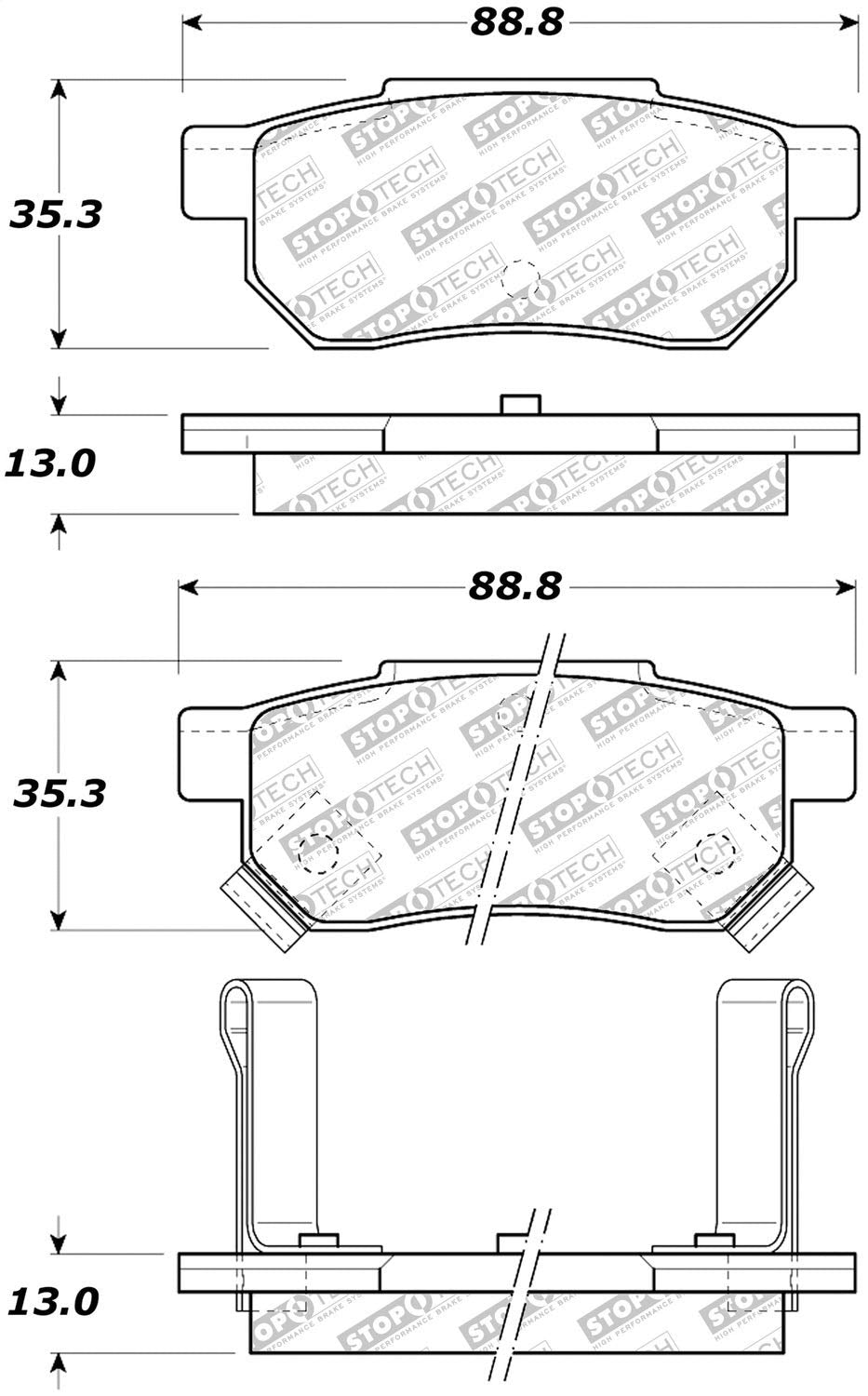 Brake Pads Stoptech 305.03740 with Hardware Street Select
