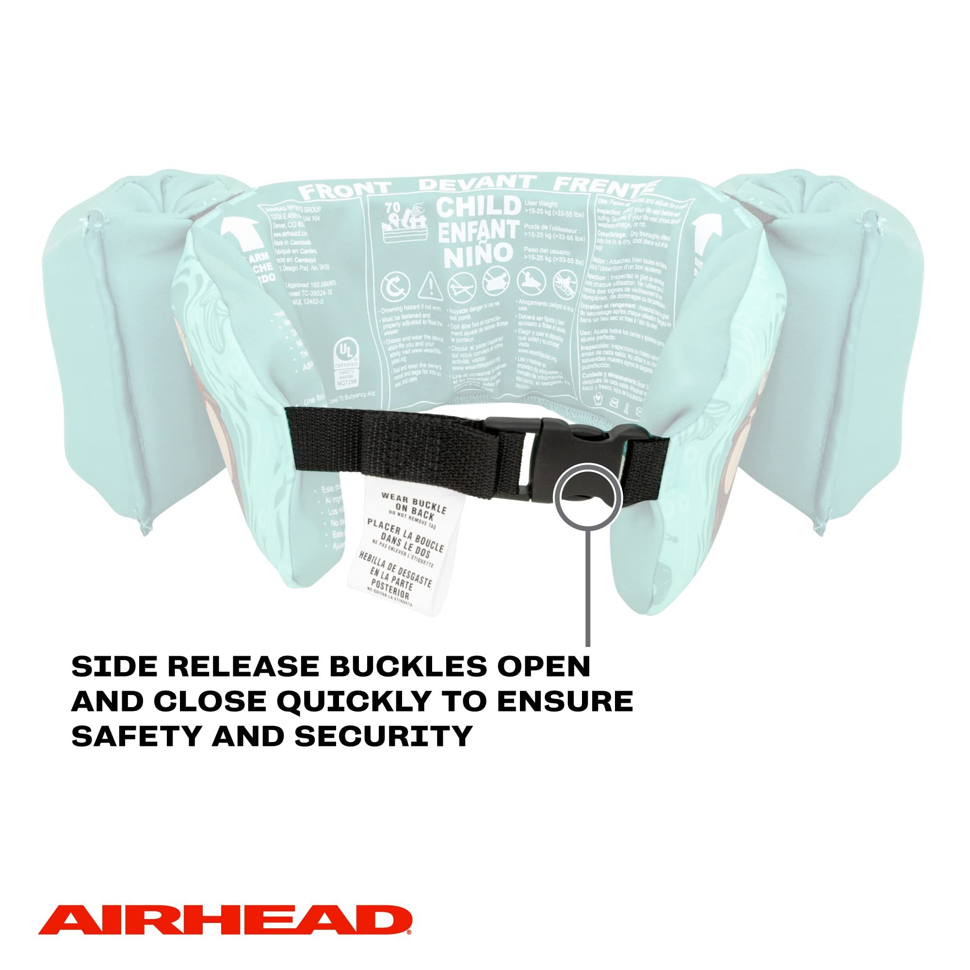 Airhead Child Water Otter Life Vest and Swim Aid, Mermaid, Elite