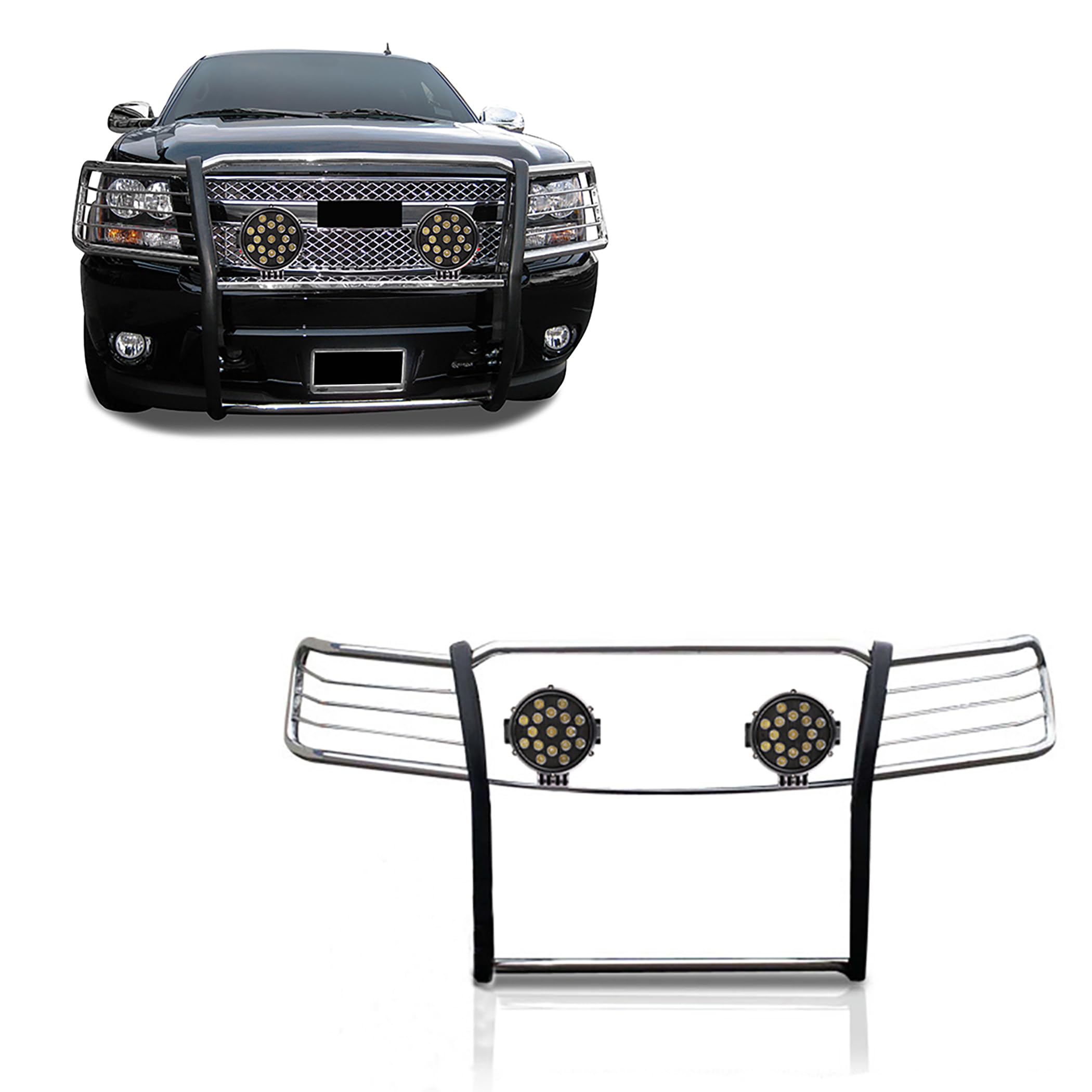 Off Road Black Horse 17A037400MSS Stainless Steel Grille Guard 2007 2013 Chevrolet Avalanche / 2007 2014 Chevrolet Suburban 1500/2007 2014 Chevrolet Tahoe