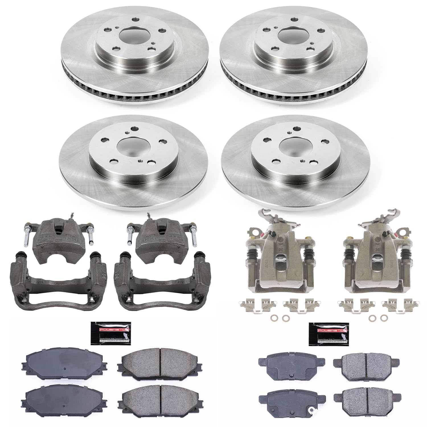 Power Stop KCOE4142 Replacement Autospecialty Front and Rear Caliper Kit- OE Brake Rotor, Brake Pads & Calipers For Pontiac Vibe 2009-2010, Toyota Matrix 2009-2013 [Model Specific]