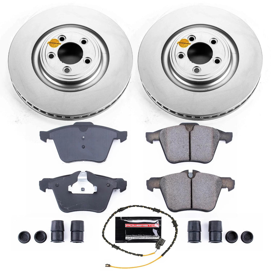 Coated Brake Rotor and Ceramic Brake Pads- Front Power Stop CRK8035 For Jaguar XJ 2013-2019 [Model Specific]