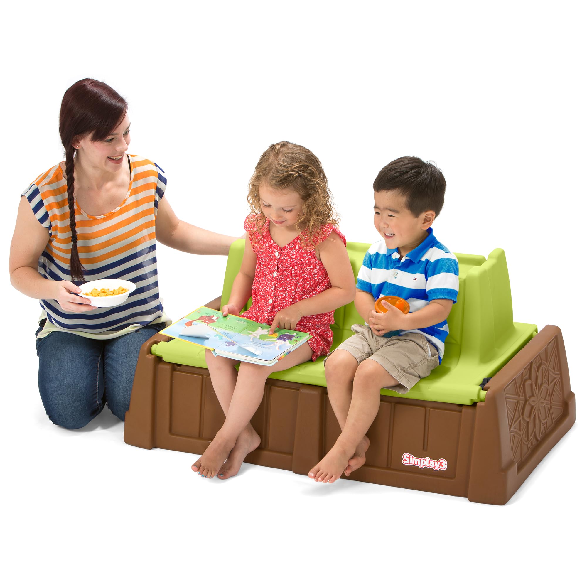 Simplay3 Kids Bench Sand and Water, 2-in-1 Sand and Water Table with Outdoor Storage, Tan