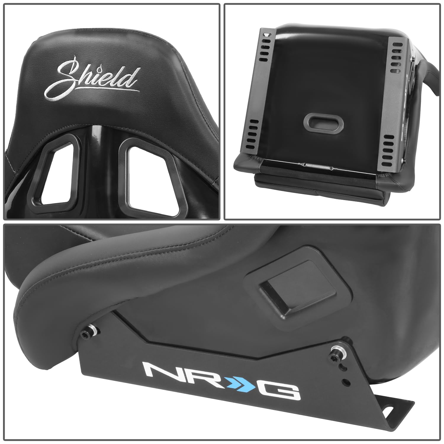 NRG Innovations Grey NRG-FRP-310GY-SHIELD FRP Bucket Seat With Headrest Water Resistant Vinyl (Medium)