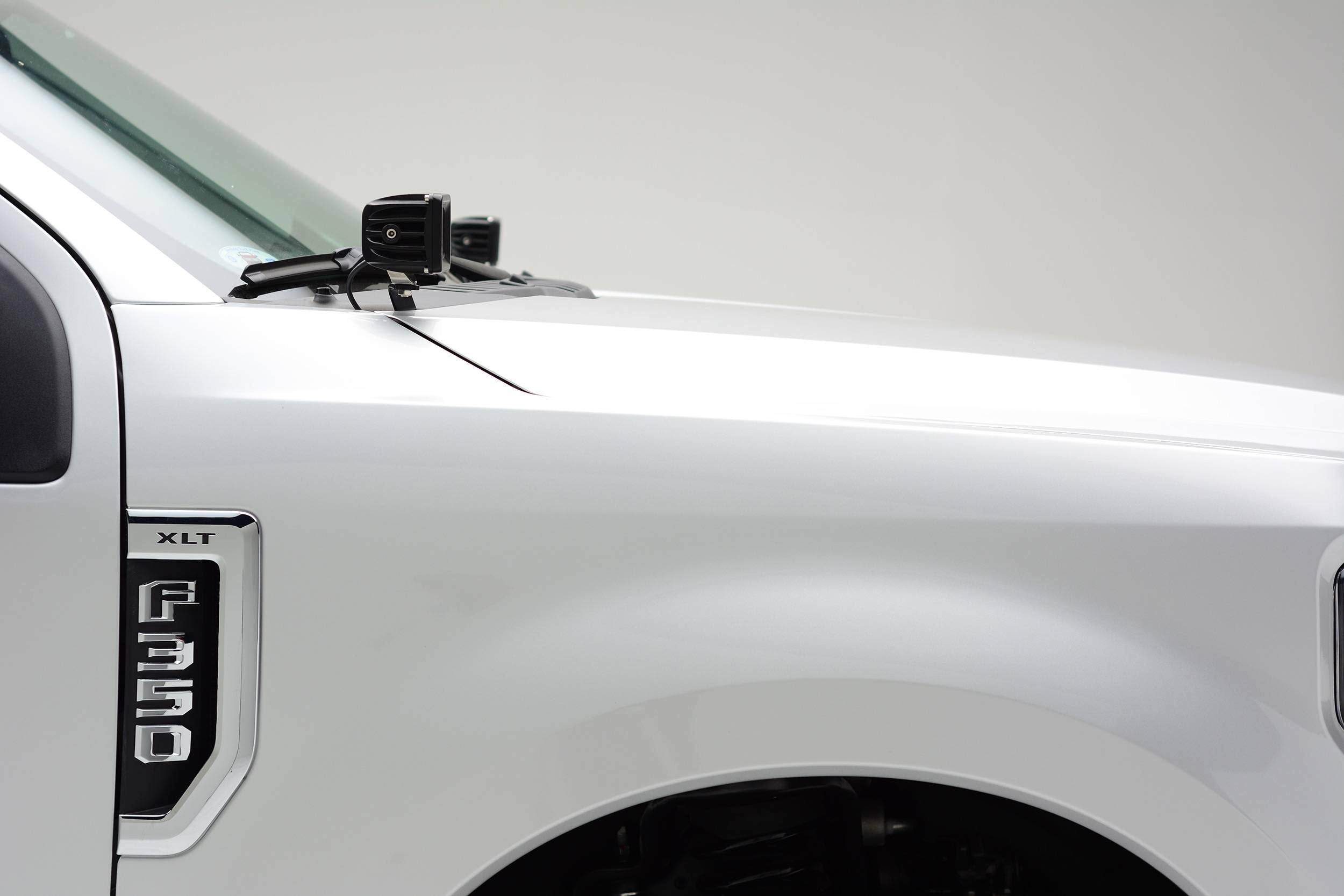 ZROADZ LED Mounting Bracket Ditch Hood Hinge - Compatible w/ 2017-2022 Ford F-250 350 450 550 - to Mount (2) 3 Inch LED Pod Lights - Mild Steel Gloss Black - Bolt-On Easy Installation - PN #Z365471
