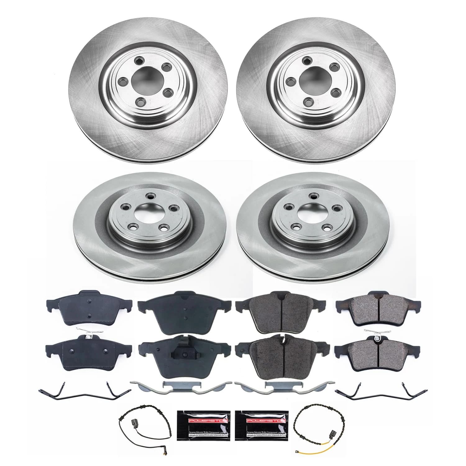 POWERSTOP Stock Replacement Brake Pads and Rotors Front and Rear Brake Kit Autospecialty For Jaguar XJ 2013-2015 [Vehicle Specific]
