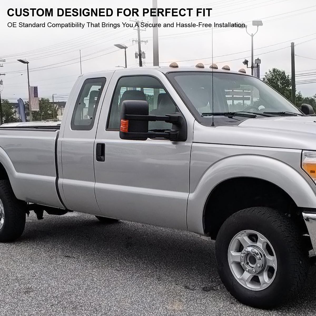 Manual Towing Mirrors SPEC-D TUNING Turn Signal Lights Compatible with 2003-2015 Ford F250 Super Duty Left + Right Pair