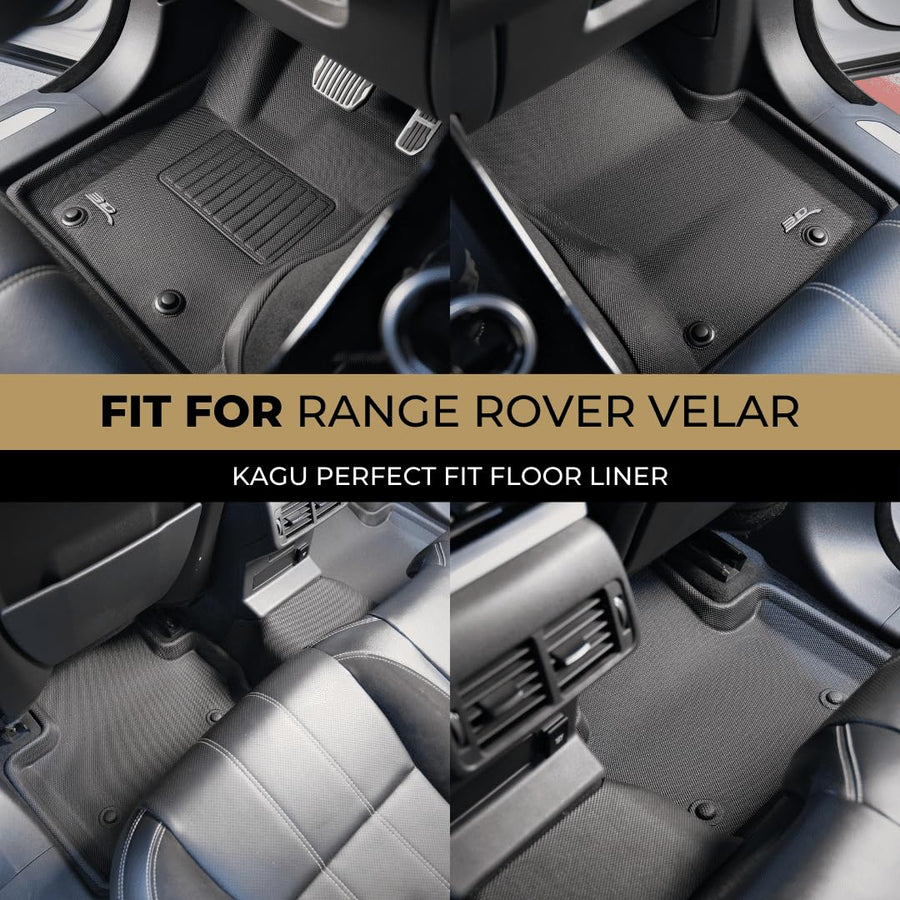 KAGU Floor Mat (BLACK) 3D MAXpider Custom Fit Compatible with LAND ROVER RANGE ROVER VELAR 2018-2020 - Full Set
