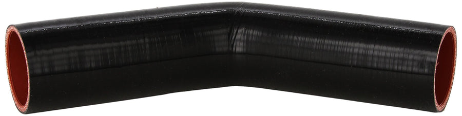 HPS Silicone High Temperature HTSEC45-200-BLK 4-ply Reinforced 45 degree Elbow Coupler Hose, 55 PSI Maximum Pressure, 4" Leg Length on each side, 2" ID, Black