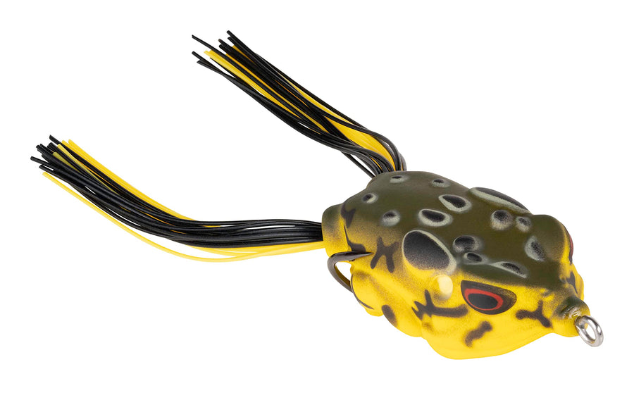 Frog Lure LUNKERHUNT with Short Skirts | Compact Frog Top Water Bass Fishing Lures | Compact Body, Weedless Hooks, Soft Hollow Body Freshwater Fishing Bait for Trout, Pike (Cane)