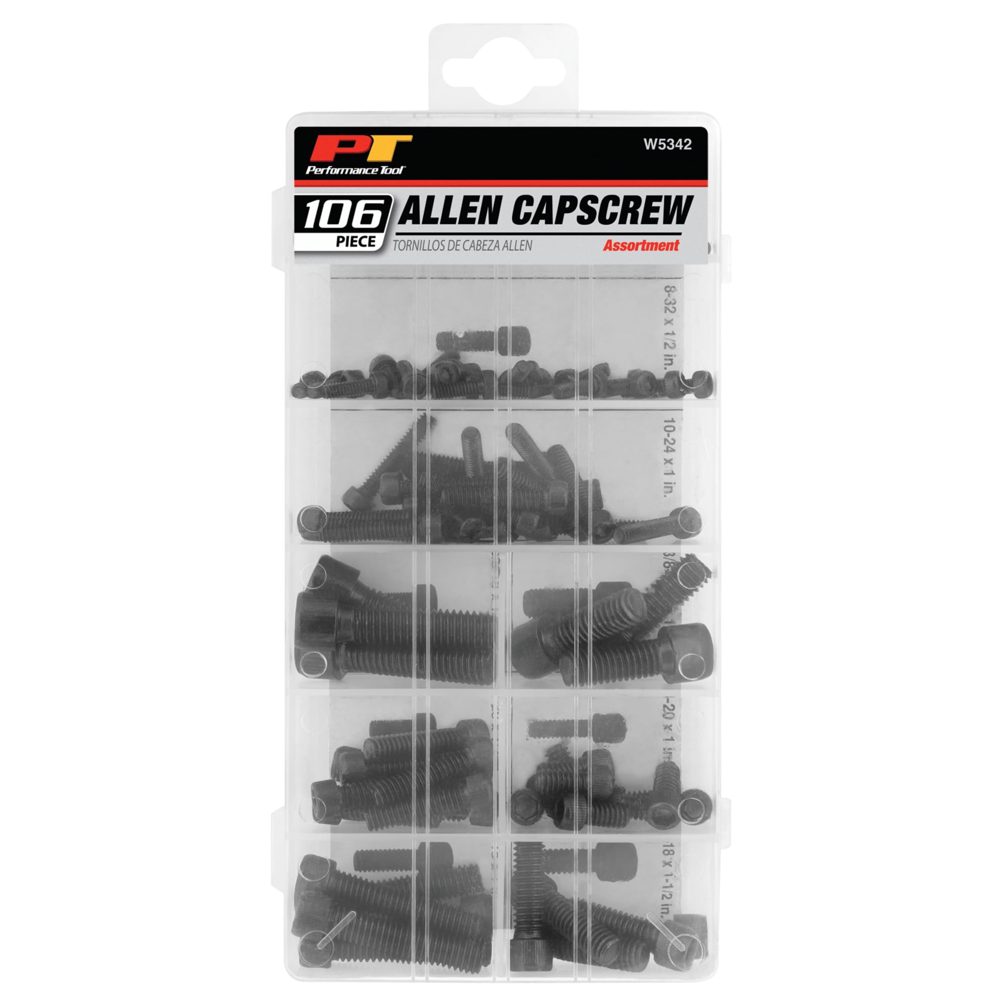 W5342 Performance Tool 106pc Allen Cap Screw Assortment With Case