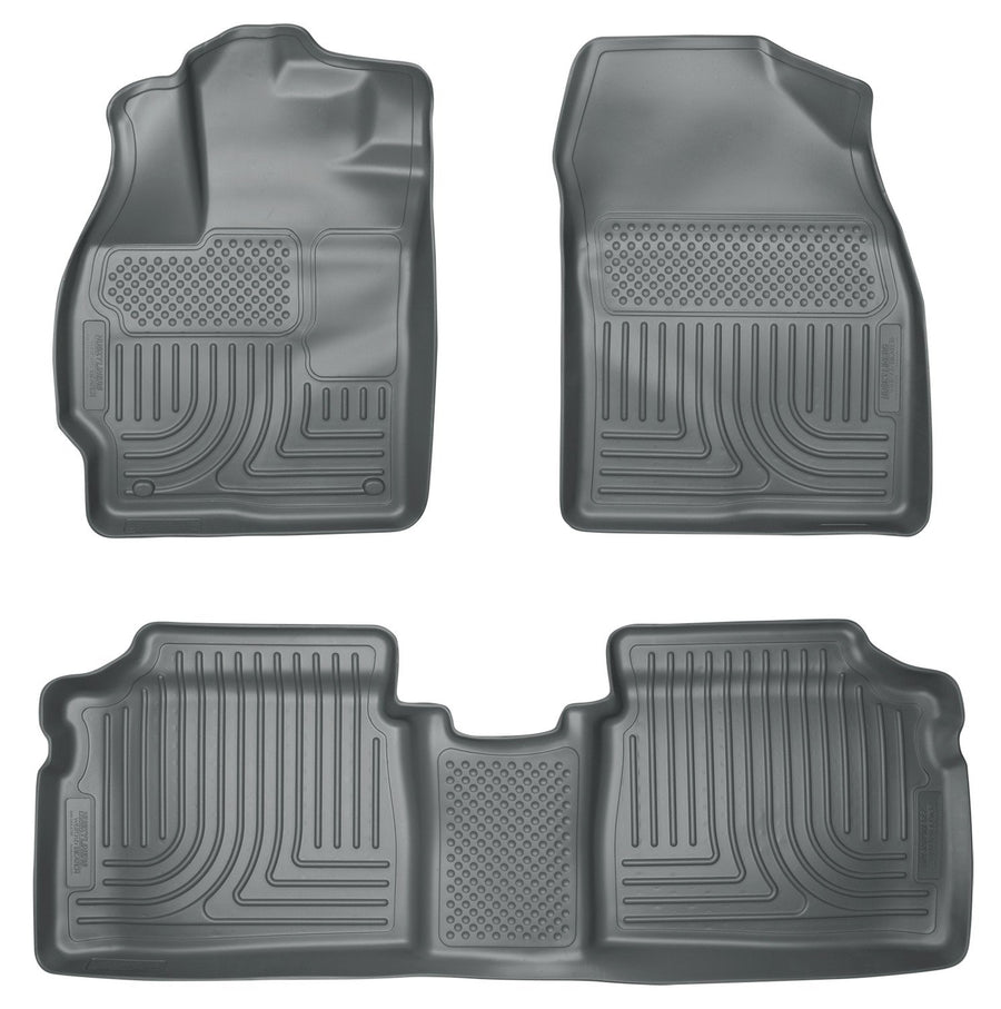 Weatherbeater Husky Liners Floor Mats | Fits 2010-2014 Toyota Prius | Front & 2nd Row, 3-pc Grey - 98922