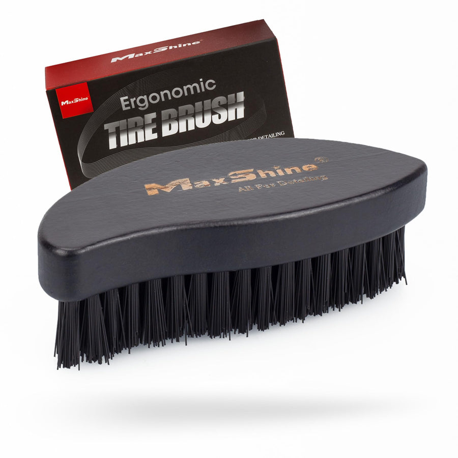 Maxshine Ergonomic Universal Tire Brush with Wood Handle – Professional Detailing Tool for Cleaning Car Tires, Wheels & Rims – Durable Design for Repeated Use & Long-Term Performance