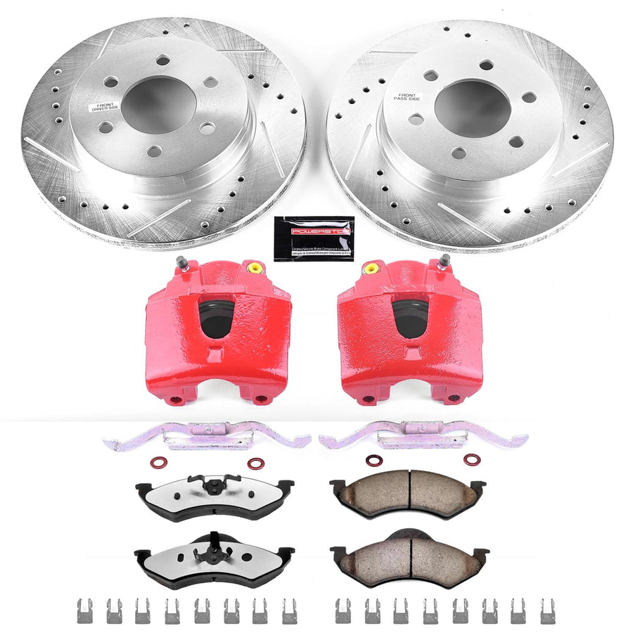 Power Stop Front KC2139-36 Z36 Truck & Tow Performance Brake Kit with Powder Coated Calipers For Dodge Dakota 2000-2002, Dodge Durango 2000-2002 [Model Specific]