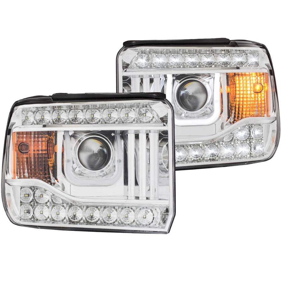GMC SIERRA 1500 14-15 / 2500HD/3500HD 15-16 ANZO USA PROJECTOR HEADLIGHTS U-BAR CHROME CLEAR