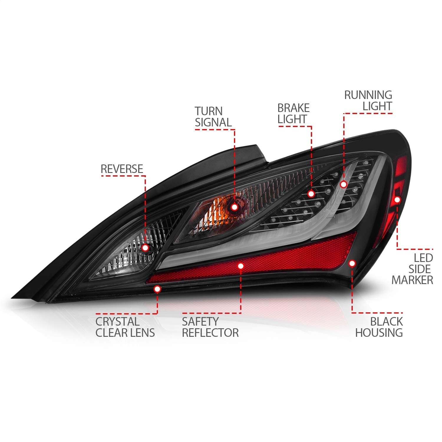 10-13 Hyundai Genesis 2DR LED Taillights Smoke ANZO (321347)