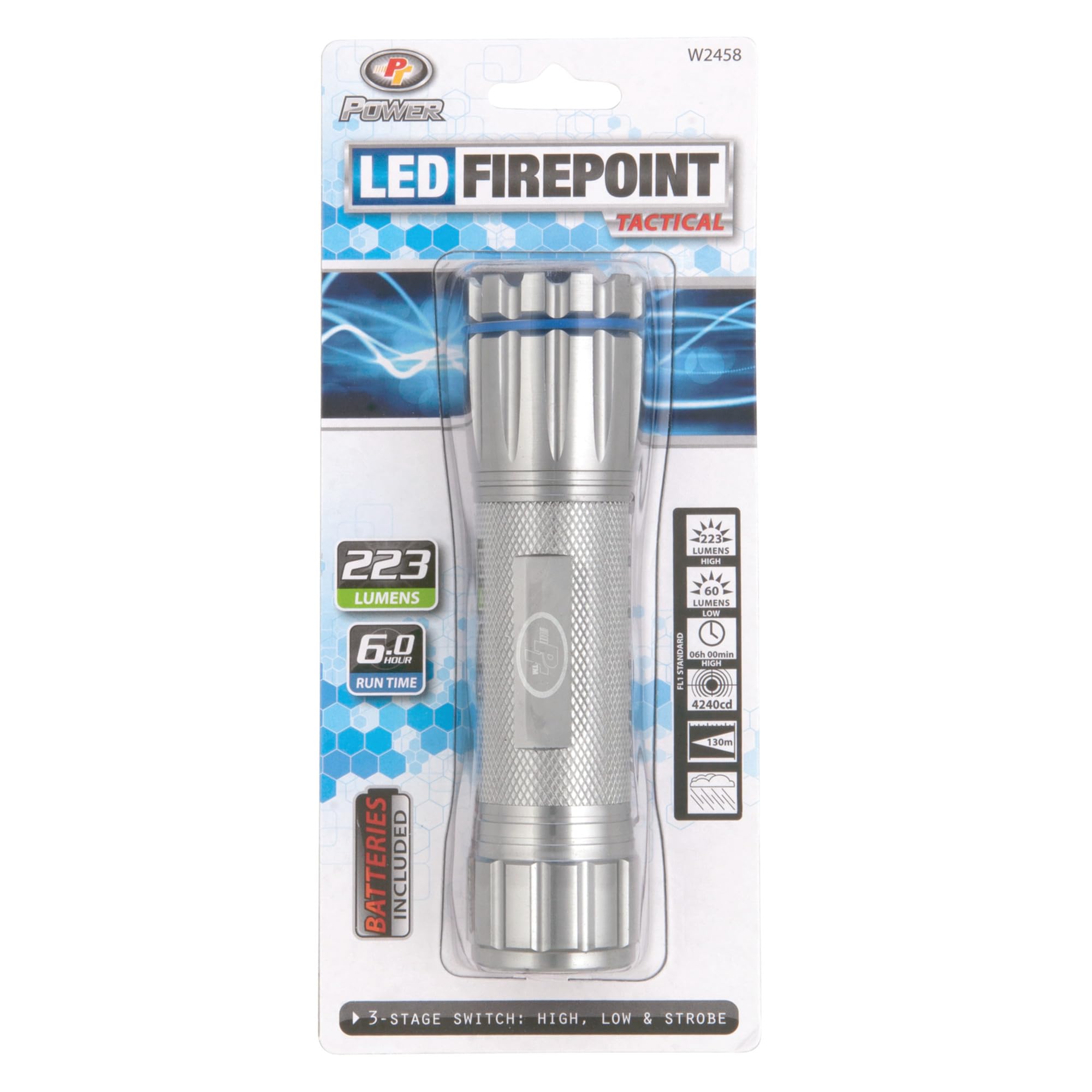 Power Gun Metal Performance Tool W2458 Tactical LED Flashlight