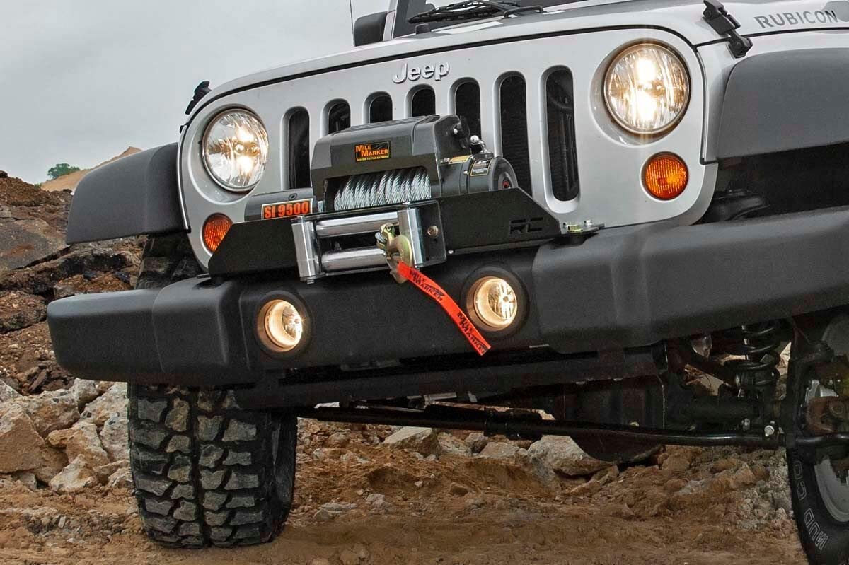 Winch Mounting Plate Rough Country w/D-Rings for 07-18 Jeep Wrangler JK - 1173