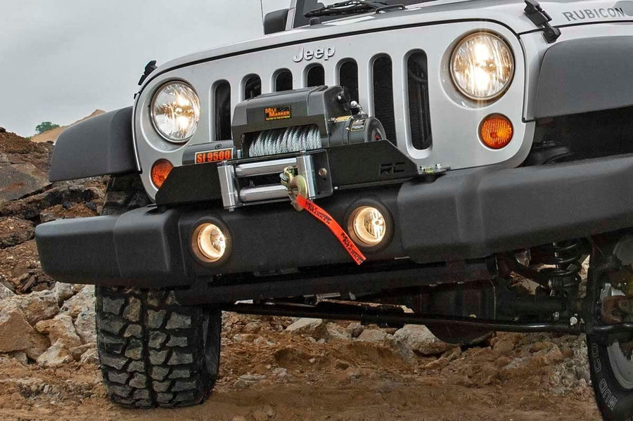 Winch Mounting Plate Rough Country w/D-Rings for 07-18 Jeep Wrangler JK - 1173