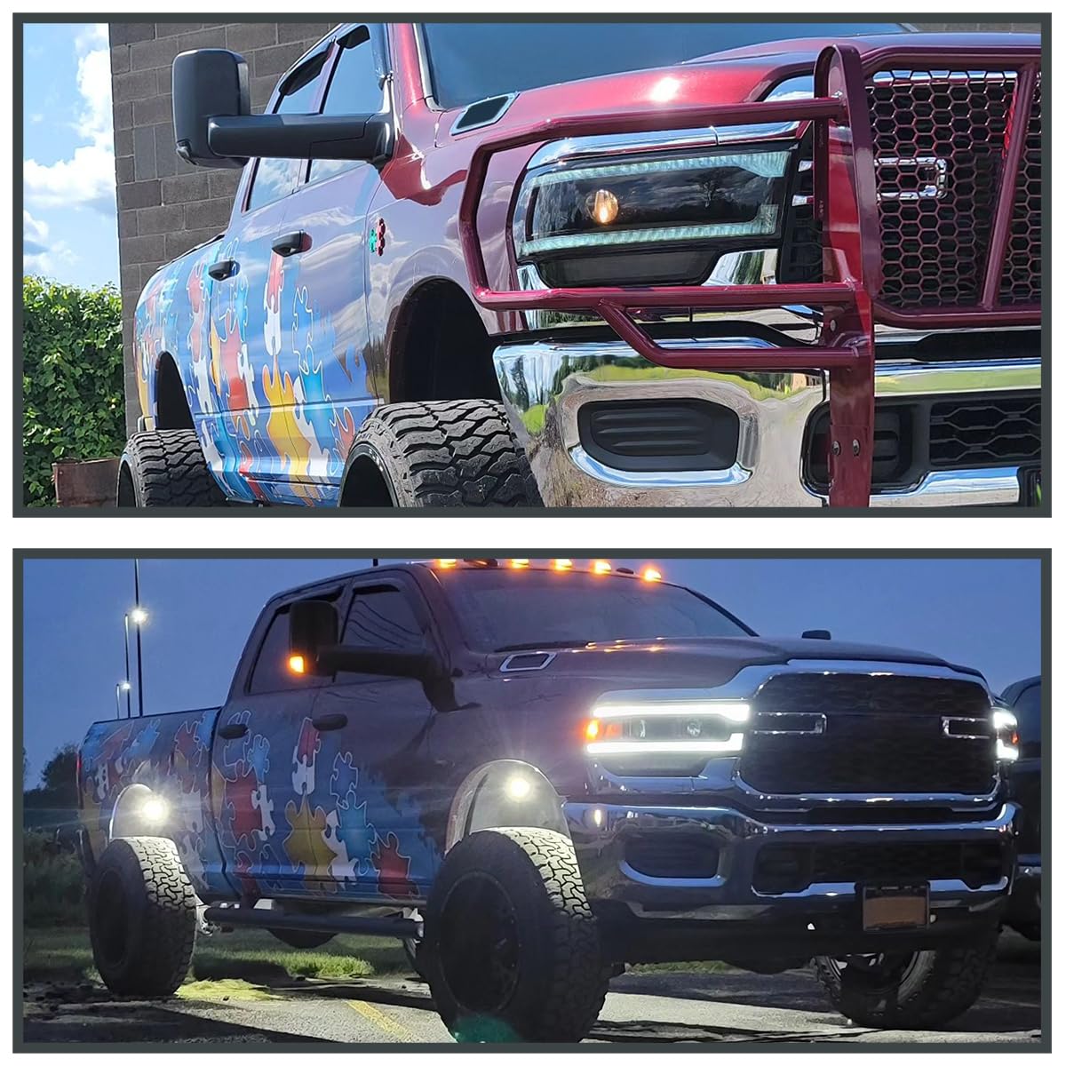 Dual Projector Headlights SPEC-D TUNING Black Smoke w/Sequential LED Turn Signal and Startup Animation Compatible with 2019-2024 Dodge Ram 2500, 3500, 4500, Left + Right Pair Headlamps Assembly
