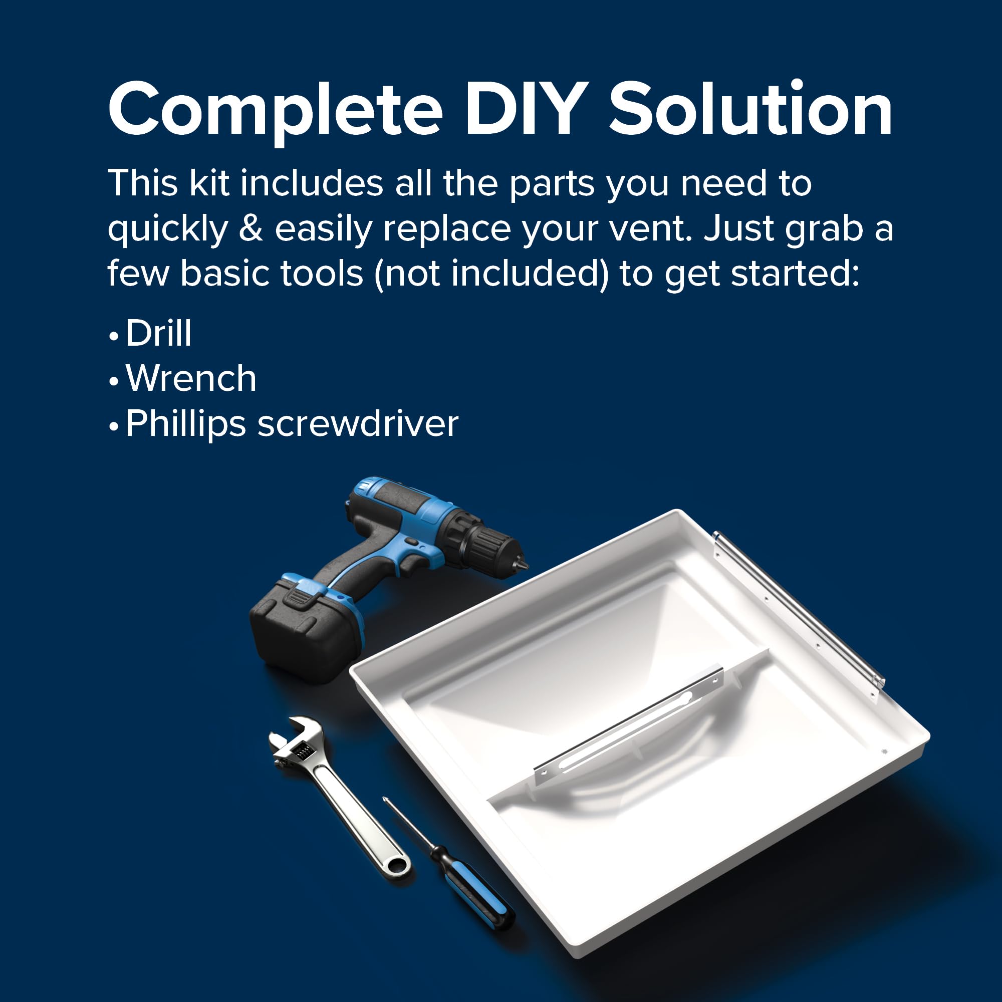 Camco RV Universal Roof Vent Replacement Kit — Fits Standard 14" x 14" Vent Openings – Works with Jensen, Ventline, and Elixir Models – Includes 3 Hardware Options (40195)