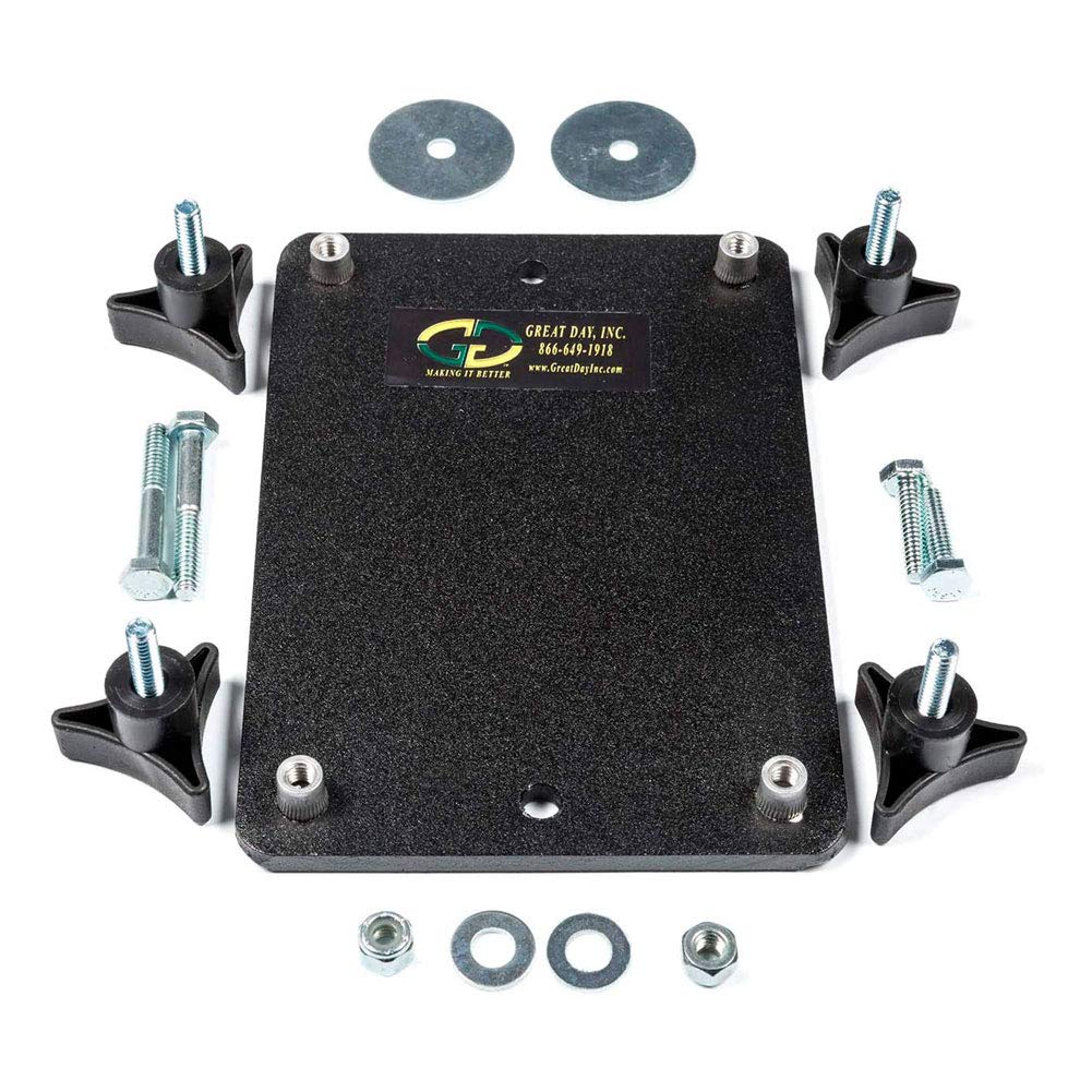 Quick-Draw Supreme GREAT DAY Vertical Double Gun Rack - Floor Mount - Quick-Disconnect Mounting Adaptor Plate Included - For UTVs /Carts With A Completely Flat Floorboard - Aluminum Frame - Black Powder-Coated Finish - 2 Gun Holder, QD800S