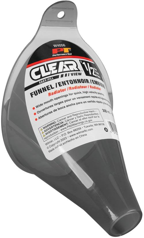 Easy-Fill Performance Tool W4056 Clear View Funnel - 1/2 Pint, Shallow Spout for Radiators and Fluids