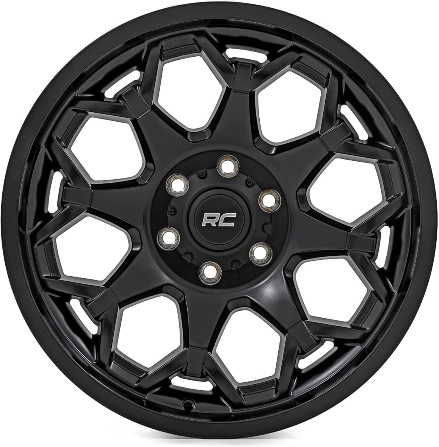 20x10 Rough Country Series 80 Wheel - 5x5.0" Bolt Pattern, 19mm Offset, One-Piece Aluminum, Semi-Gloss Black Off-Road Rim for Jeeps, Trucks, SUV
