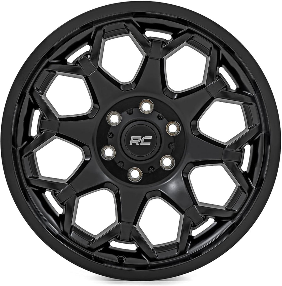 20x10 Rough Country Series 80 Wheel - 5x5.0" Bolt Pattern, 19mm Offset, One-Piece Aluminum, Semi-Gloss Black Off-Road Rim for Jeeps, Trucks, SUV