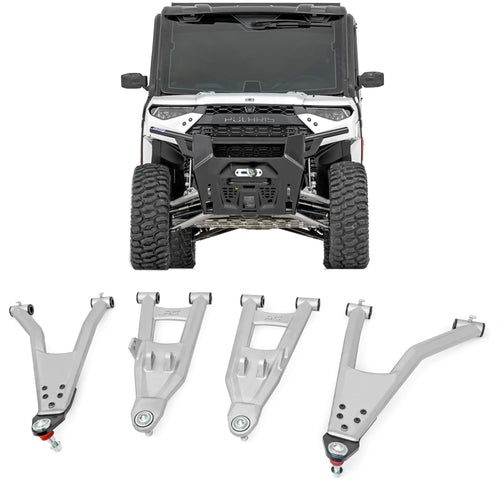 Rough Country High Clearance Control Arms Aluminum with 2" Forward Offset for Polaris Ranger XP 1000 (2021-2025) - Forged A-Arms with Silver Finish, 4-Pack