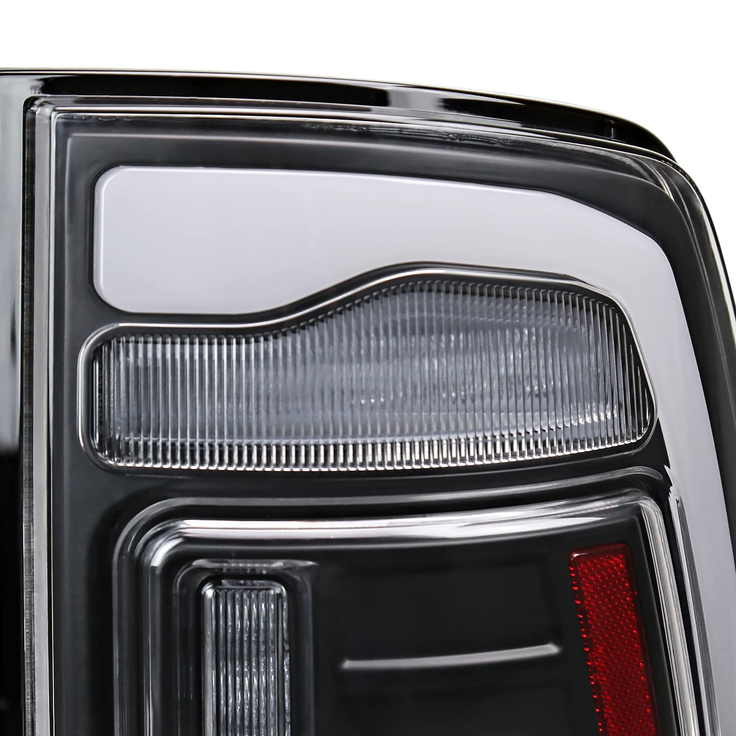 Black LED Tail Lights w/White LED Light Bar SPEC-D TUNING Compatible with 2009-2018 Dodge Ram 1500 2500 3500, Left + Right Pair Assembly
