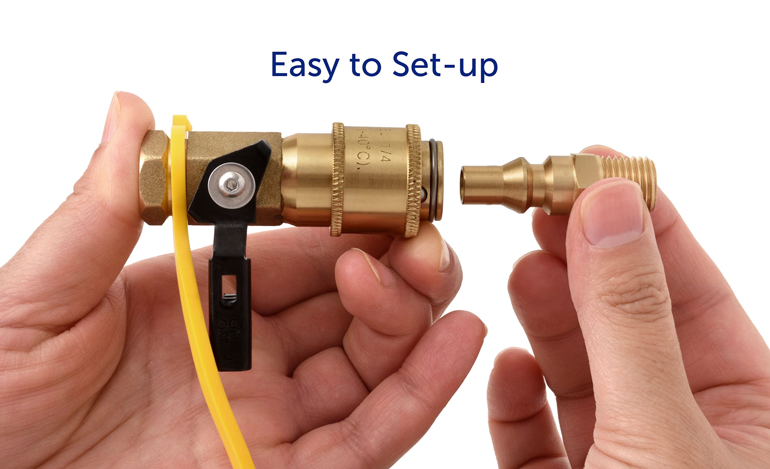 1/4" RV Propane Flame King Quick Connect Adapter for Propane Hose, 1/4" Quick Connect or Disconnect Kit - Shutoff Valve & Full Flow Plug - 100% Solid Brass