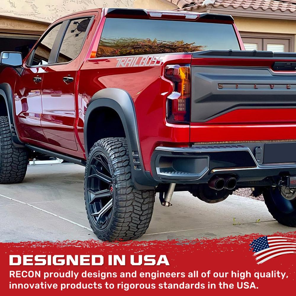 RECON - Fits 19-25 Silverado 1500 & 20-23 2500/3500 OLED Premium Tail Lights Ultra Bright Running Lights (Replaces Factory/OEM LED Tail Lights Only) Dark Smoked Red Lens
