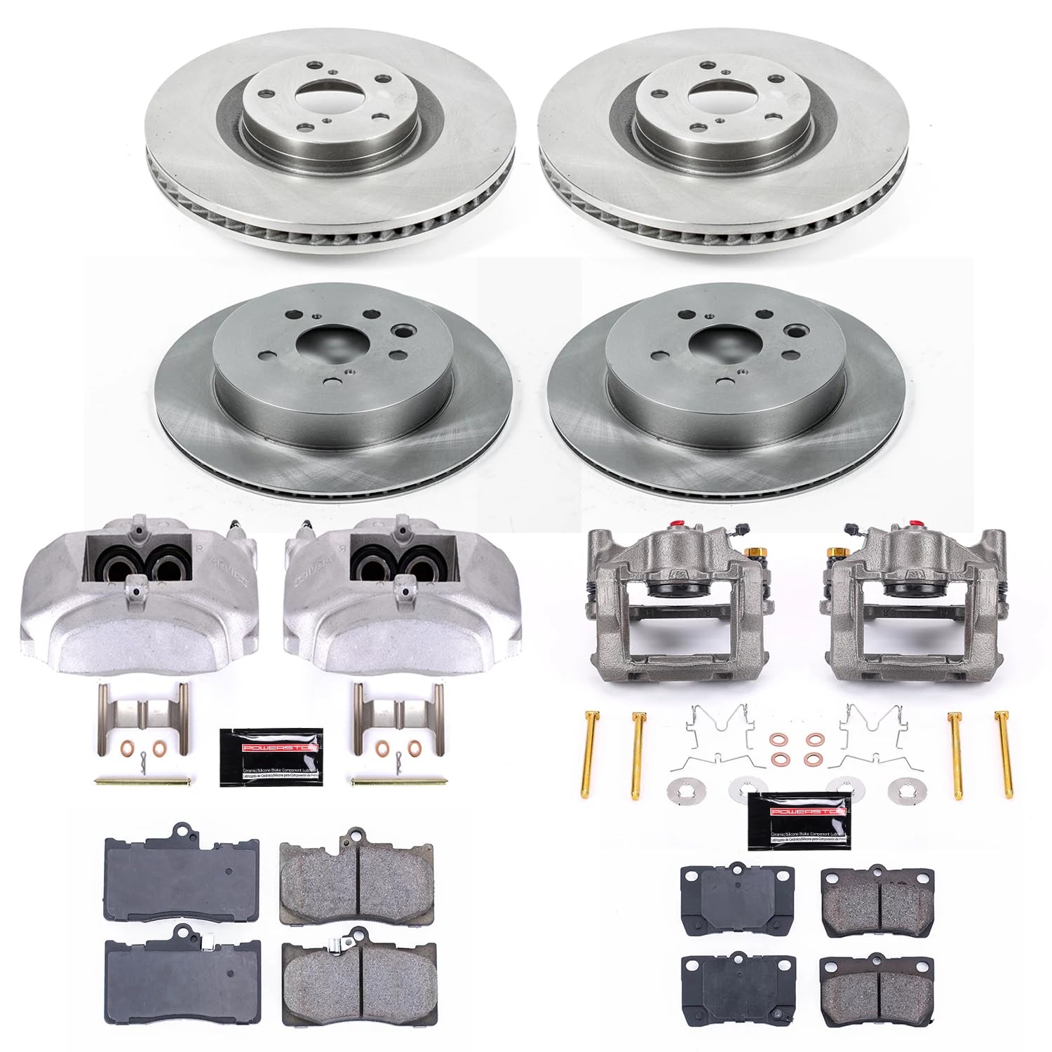 Power Stop Autospecialty KCOE5869 Replacement Front and Rear Caliper Kit-Rotors, Ceramic Brake Pads, Calipers For Lexus GS350, Lexus GS450h, Lexus GS460, Lexus IS350 [Model Specific]