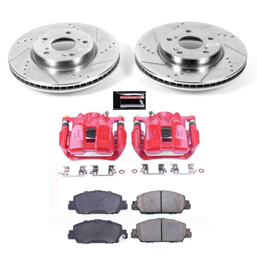Power Stop Z23 KC6515A Evolution Sport Front Brake Caliper Kit- Brake Rotors, Brake Pads and Brake Calipers For Honda Accord 2013-2020 [Model Specific]