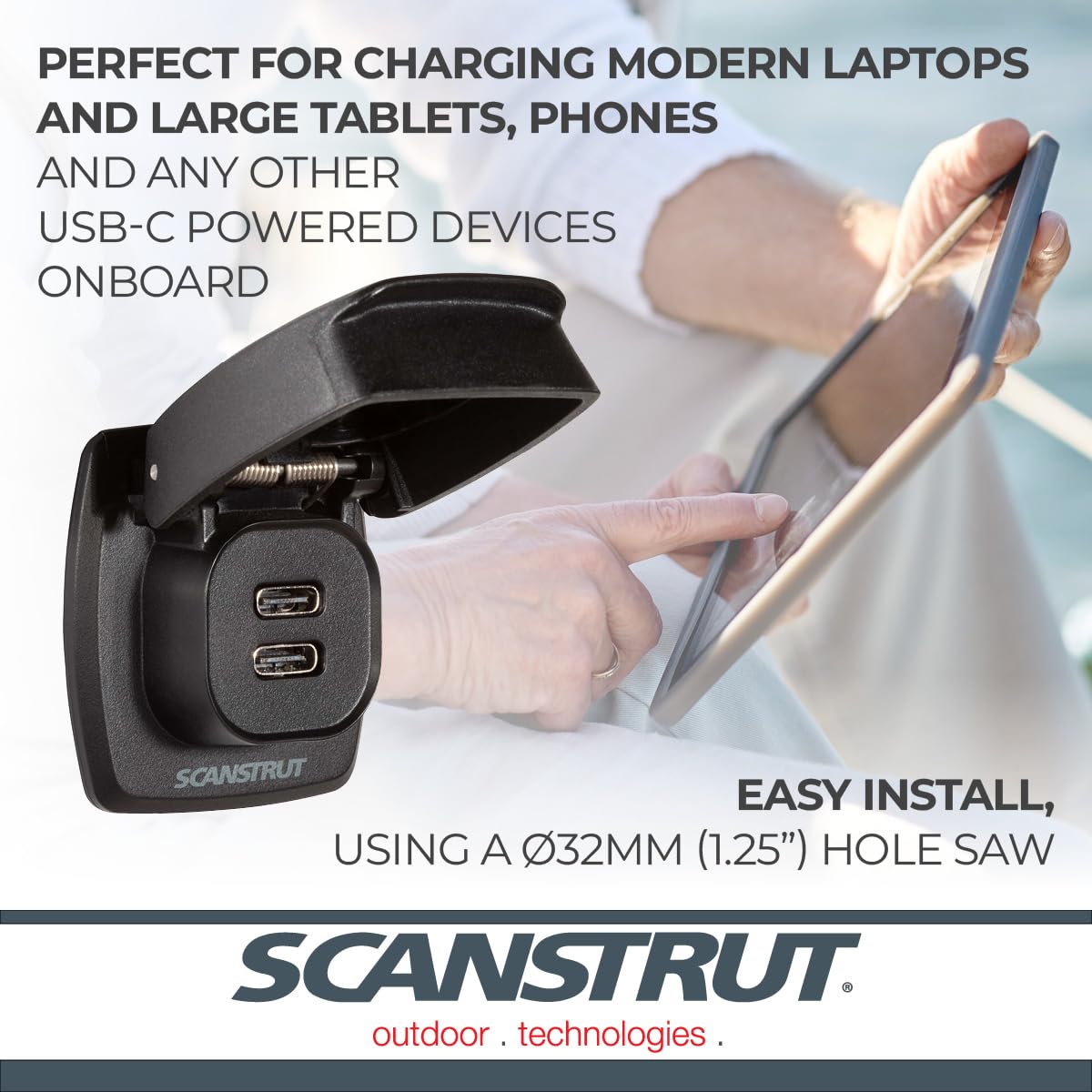 Dual USB-C Charge Socket Scanstrut Flip Pro Max