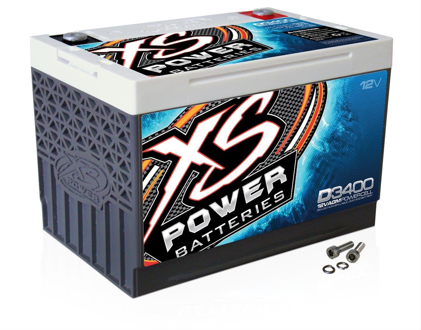 XS Power 12V D3400 XS Series 3,300 Amp AGM High Output Battery with M6 Terminal Bolt