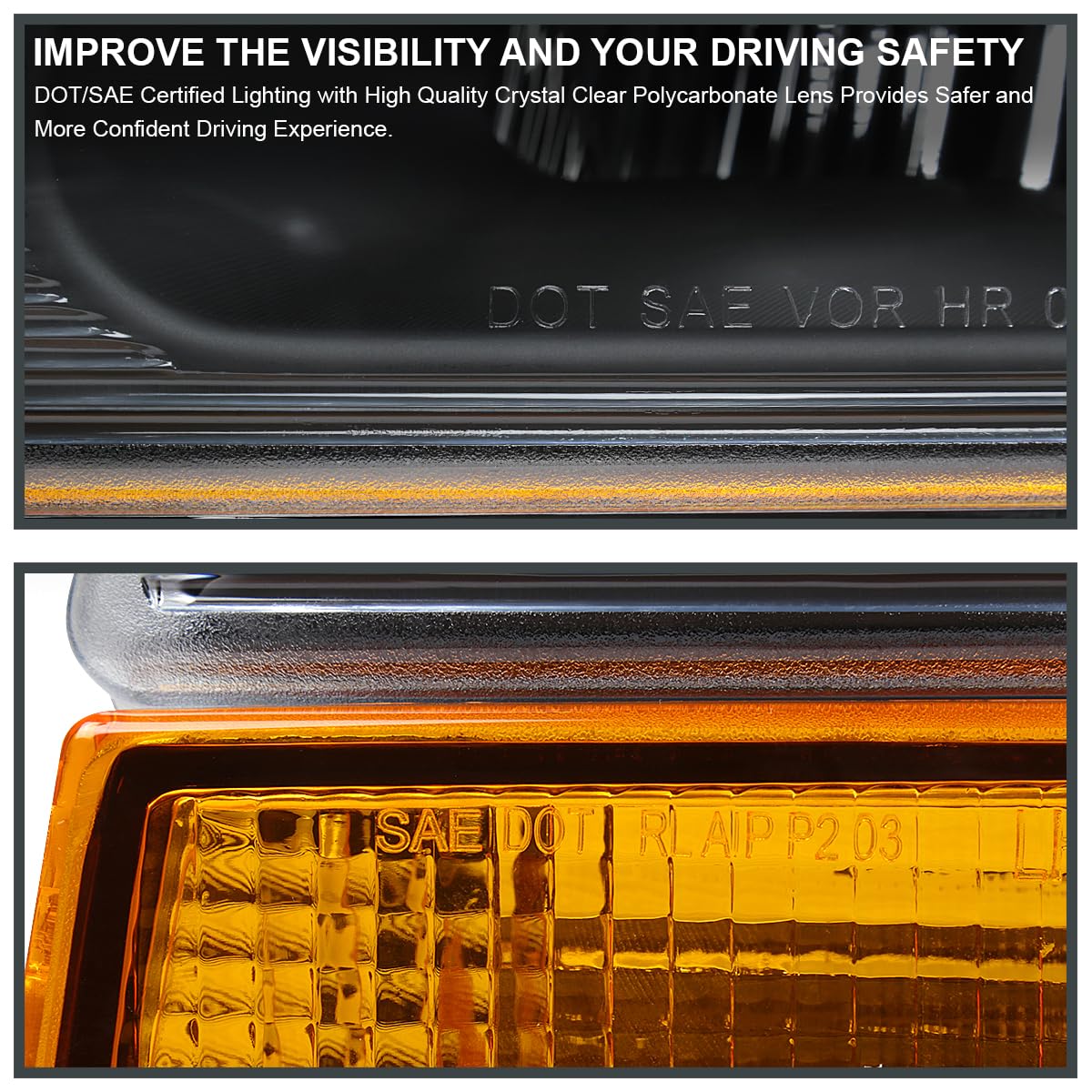 Black Headlights SPEC-D TUNING Compatible with 2003-2023 Chevy Express, GMC Savana