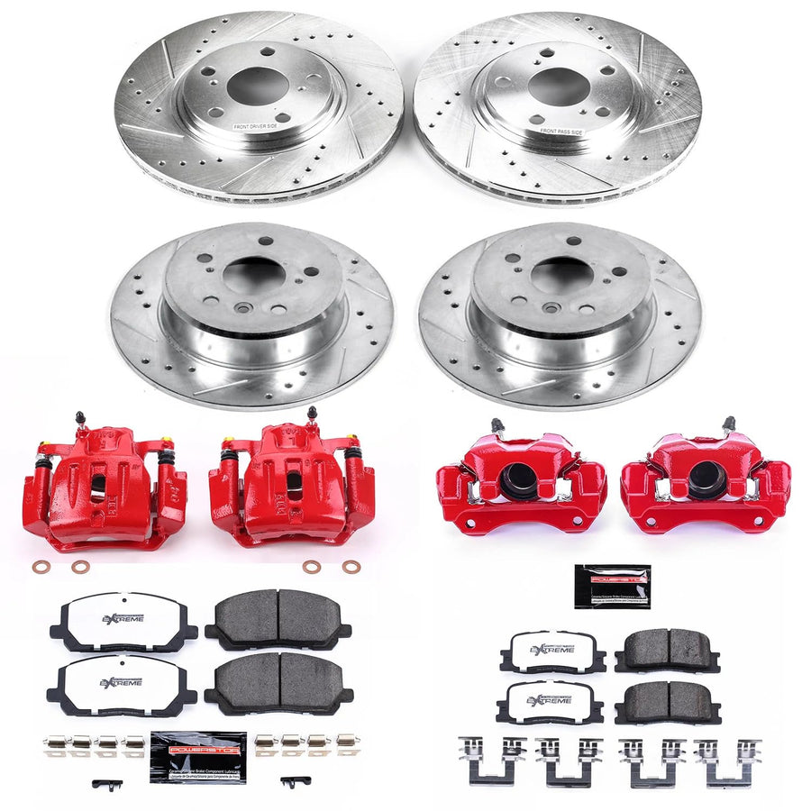 Power Stop Z36 KC1139-36 Truck & Tow Front and Rear Caliper Kit- Brake Rotors, Brake Pads and Brake Calipers For Toyota Highlander 2001-2003 [Model Specific]
