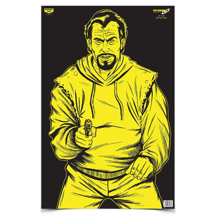 Birchwood Casey BC Bad Guy Paper Target Eze-Scorer (Per 100), 23 x 35-Inch, Black/Yellow
